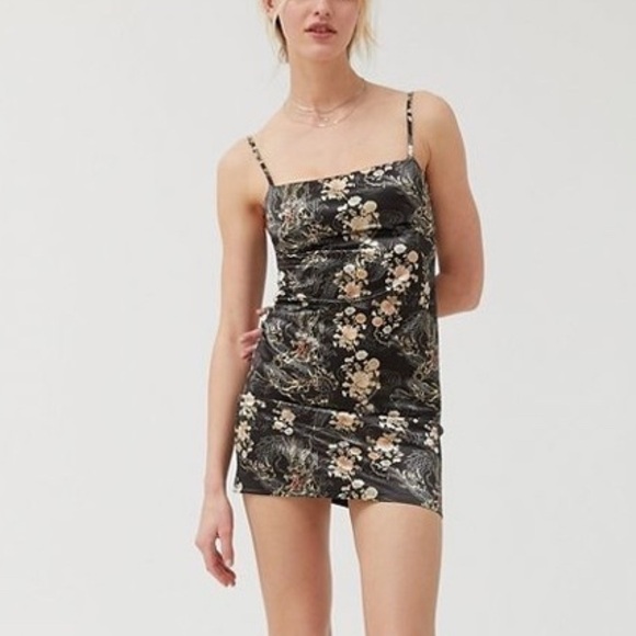 Urban Outfitters Black Dragon Satin Mini Dress - Picture 4 of 9
